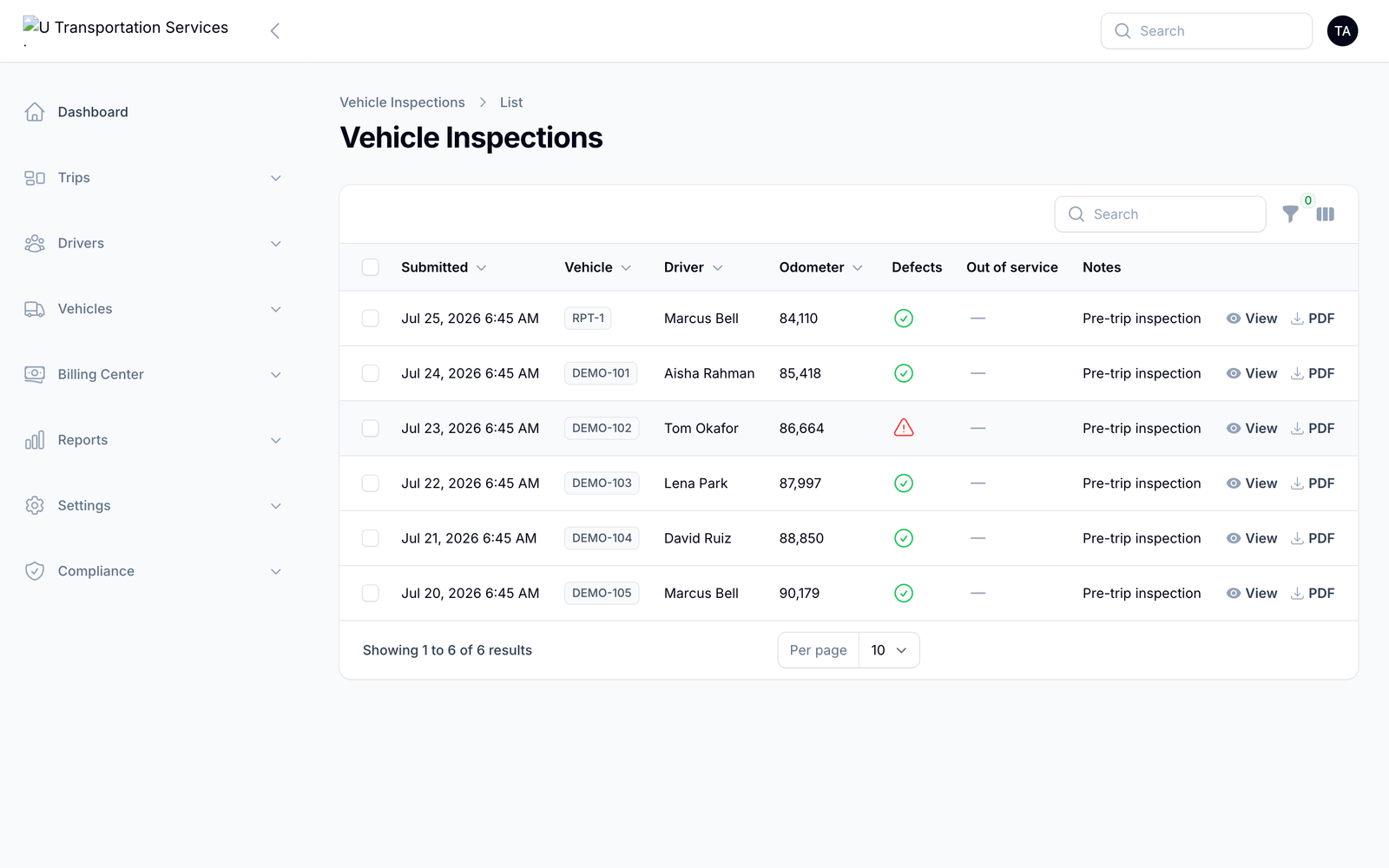 Vehicle inspections
